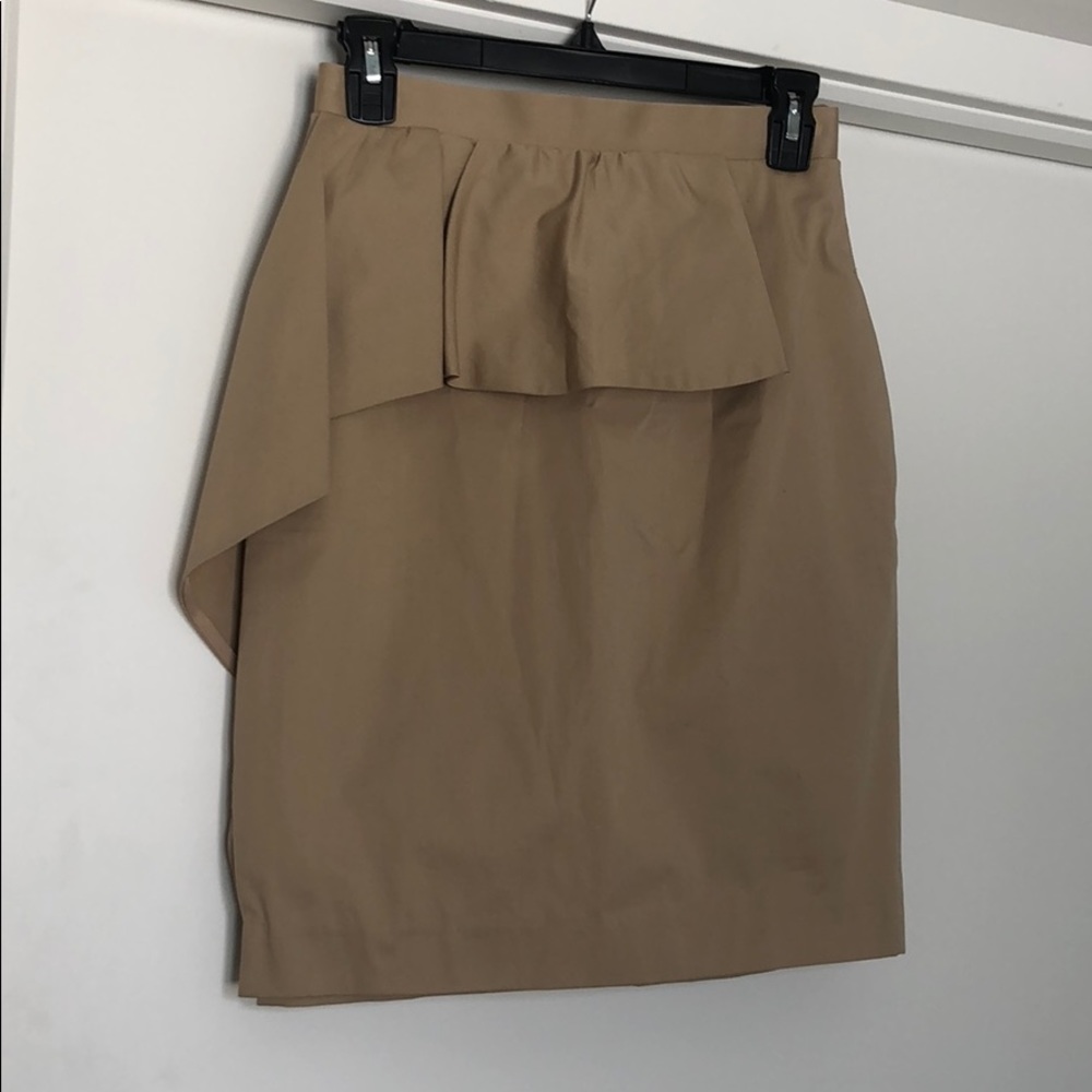 Carven tan ruffle pencil skirt
